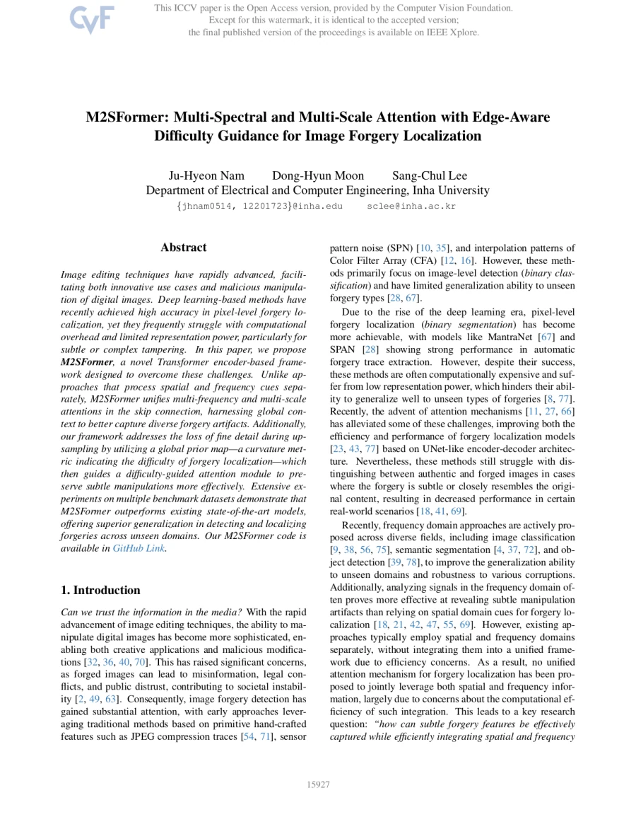 First page of the M2SFormer paper